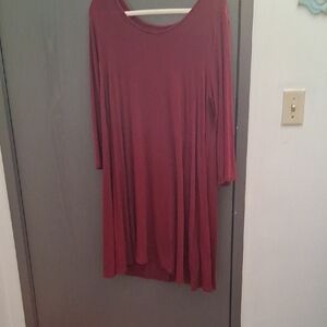 Garnet Hill Rich Red Women's Dress Long Sleeves